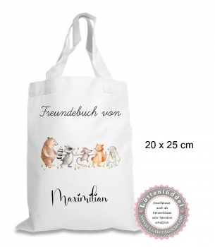 zuckersüße Freundebuchtasche Tasche tierische Freunde Hase Bär Maus Fuchs (personalisiert) Kindergarten Wunschname KITA Kindergarten Einschulung Lüttentüddel®